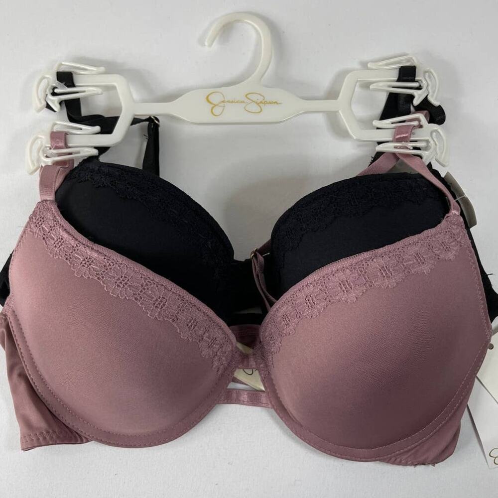 Jessica Simpson Plunge Bra with Flirty Front Lace Detail 2 pack Size 36C NEW